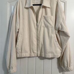Le Lis Cream Ribbed Corduroy Zip Jacket- WORN ONCE!